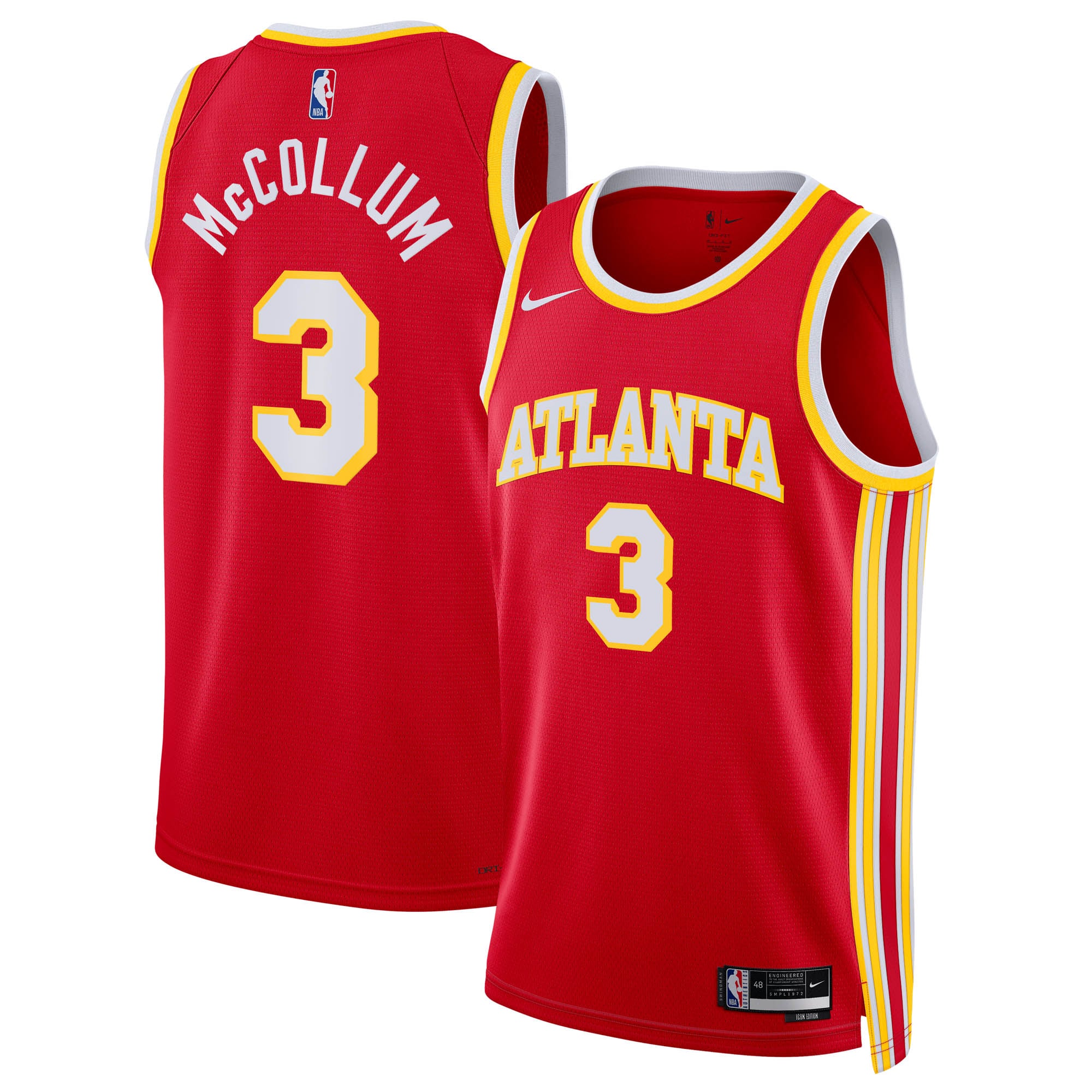Maillot Swingman Nike Icon Edition des Atlanta Hawks - Rouge - CJ McCollum - Unisexe - Homme Taille: L