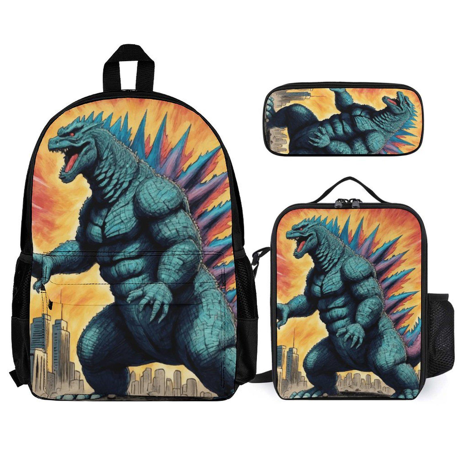 Zaino scolastico con dinosauri per bambini, zaino ergonomico con tasche a rete, zaino con dinosauri per ragazzi