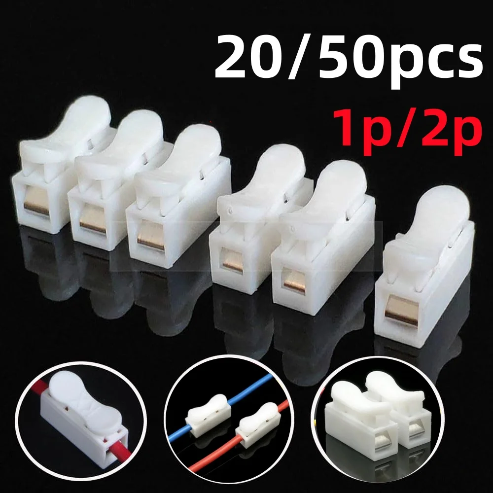 20/50 Stück Push-Connectors 1P 2P Schnellanschlussklemmen Ohne Schrauben Klemmenblock Federklemme Image