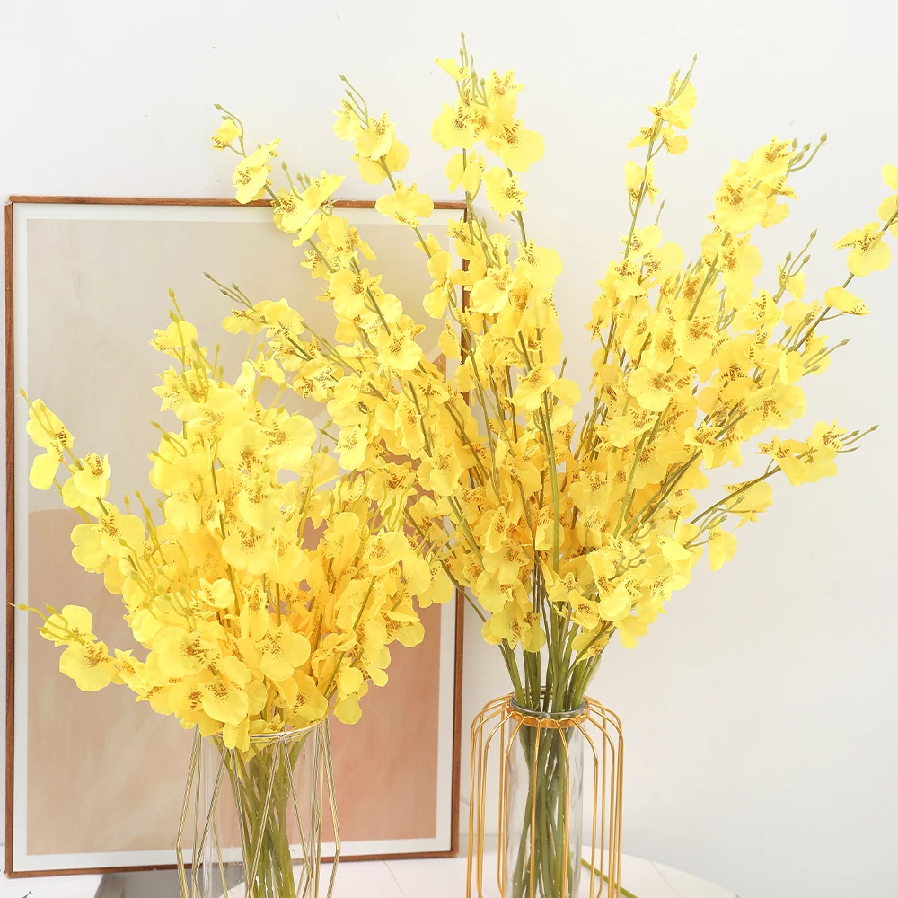 3/5/10PCS Yellow Artificial Flowers Bouquet Silk Fake Flower For Home Room Decor Garden Wedding Decoration Outdoor Vase Ornament