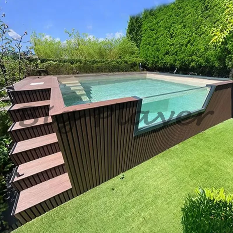 Party Transparent Acryl Glas Wand Schwimmbad Dach Garten Schwimmbad Boden Luxus Schwimmbad Fiberglas Image