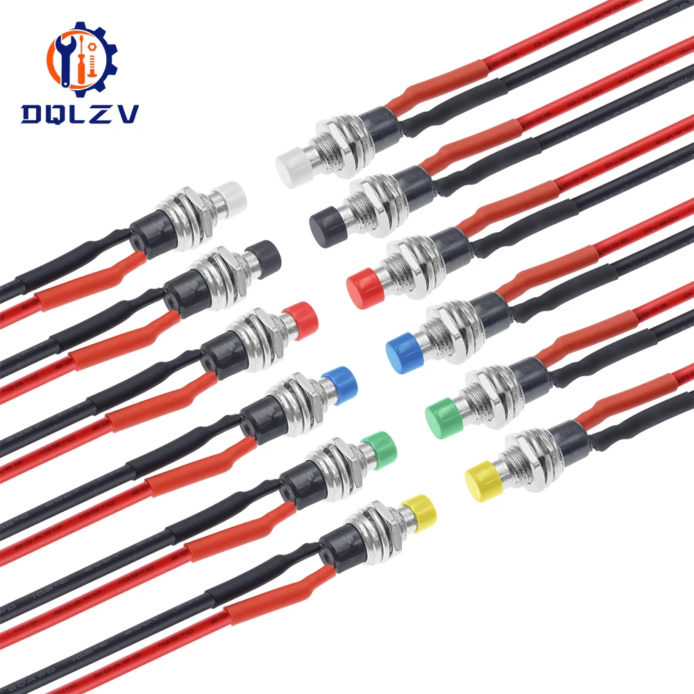 Mini 1NO PBS-110 runder Druckknopf, 7 mm, selbstrückstellender Drucktastenschalter, EIN/AUS, Rot, Gelb, Grün, Blau, Schwarz, Weiß Image