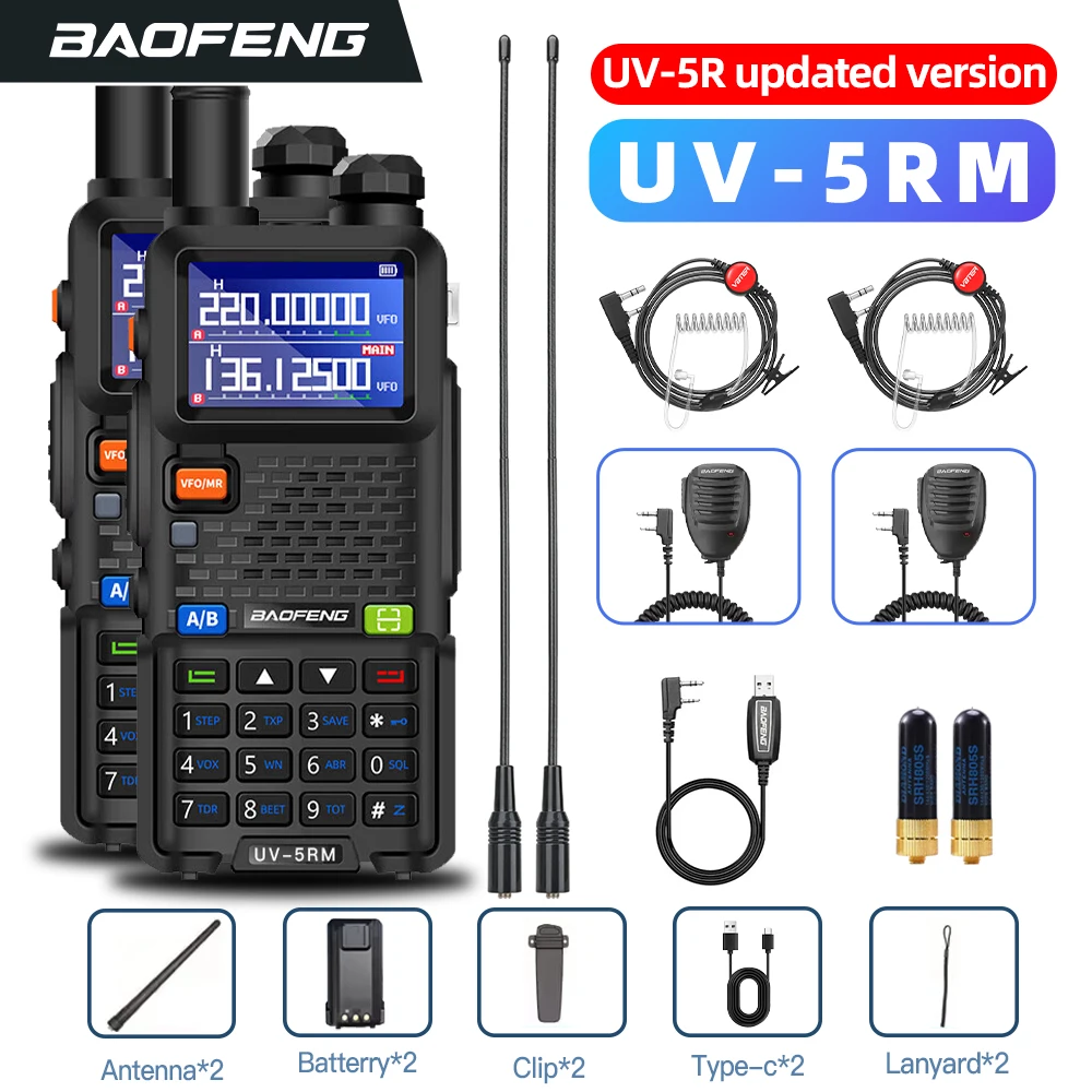 Baofeng Long Range Walkie Talkie UV-5RM 10 W Hochleistungs-Multifunktions-Zwei-Wege-Radio mit 999 gespeichertem Kanal, Dualband (UHF/VHF) Image