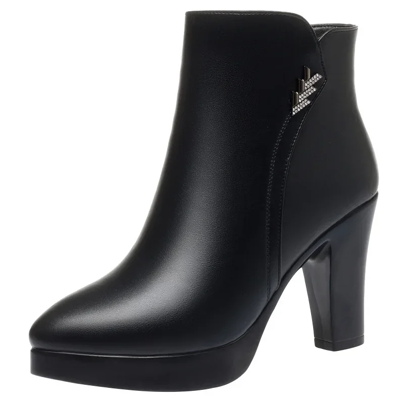 6 cm 9 cm bequeme schwarze weiche Lederstiefel Damenschuhe mit Absatz Herbst Winter 2025 Blockabsätze kurze Knöchel Motorradstiefel