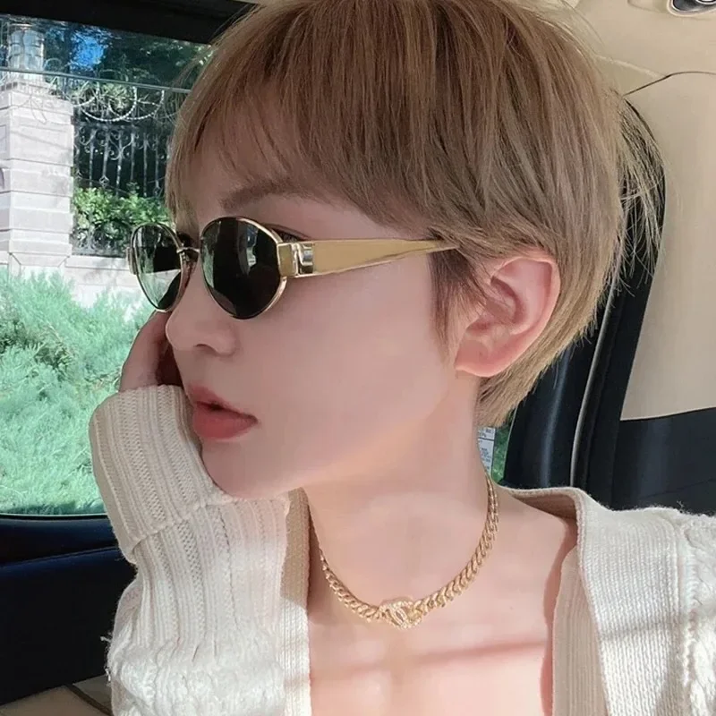 Neue Sonnenbrille für Damen und Herren, UV400-Sonnenbrille, Legierung, ovale Brille, Metall-Ellipsenrahmen, Sonnenbrille, Auto-Sonnenbrille, Brille Image