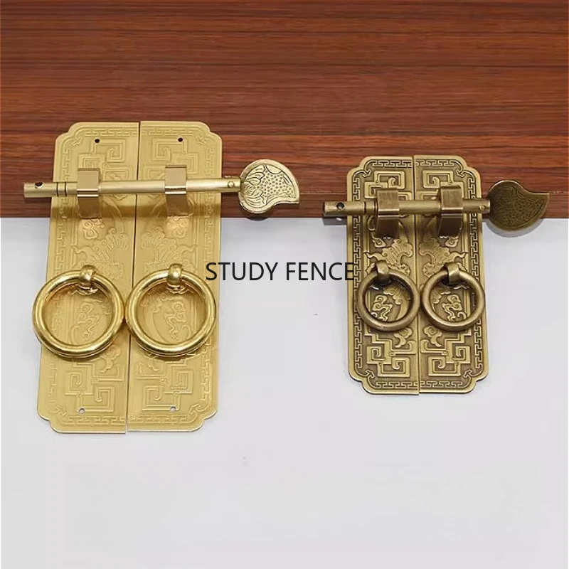 Chinesischer antiker Bücherregalgriff, Schranktür, Kleiderschrank, Schranktür, Griff aus reinem Kupfer, antikes Möbelzubehör