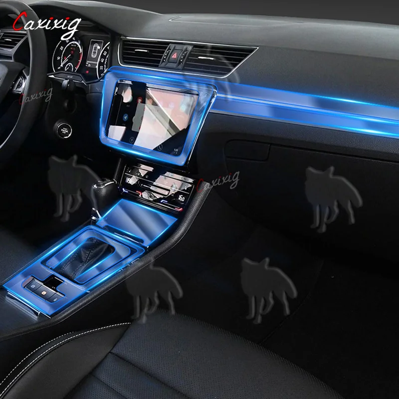 Auto Zentrale Konsole Transparente TPU Film GPS Navigation Bildschirm Trim Aufkleber Für Skoda Superb 2019-2021 Auto Innen Zubehör Image