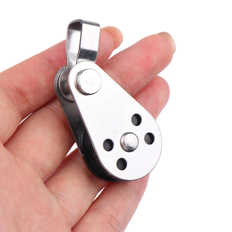 Robuster 25-mm-Seilläuferblock aus Edelstahl 304/316 für Kajakboote; Einzelrad-Tragfähige, drehbare Heberolle Image