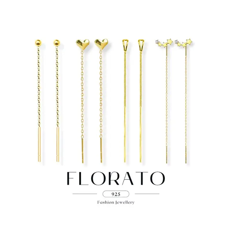 Ohrnadel aus 925er-Sterlingsilber, einfacher Ohrdraht, verhindert Allergien, perforierte Quasten-Ohrringe für Damen, modischer Party-Schmuck Image