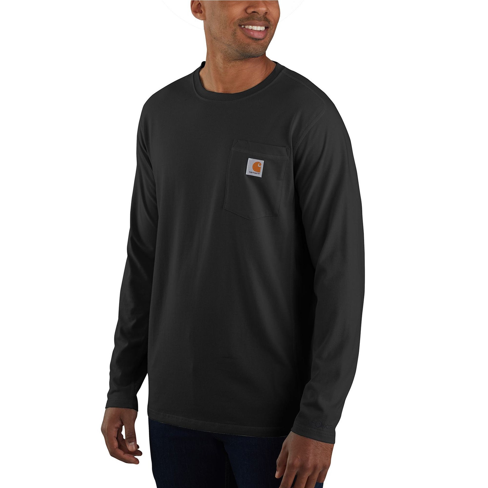 Carhartt Men's Force Relaxed LS T-Shirt (Size XXL) Black, Poly + Cotton