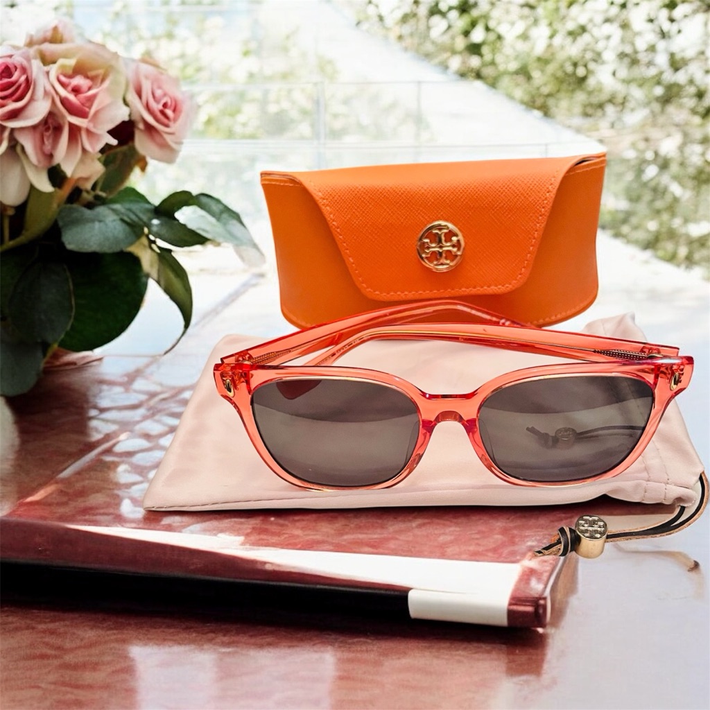 Tory Burch Accessories | Tory Burch Rose-Tinted Pink Sunglasses W/A Tan Tory Burch Dust Bag & Case (Euc) | Color: Pink | Size: 53-17-145
