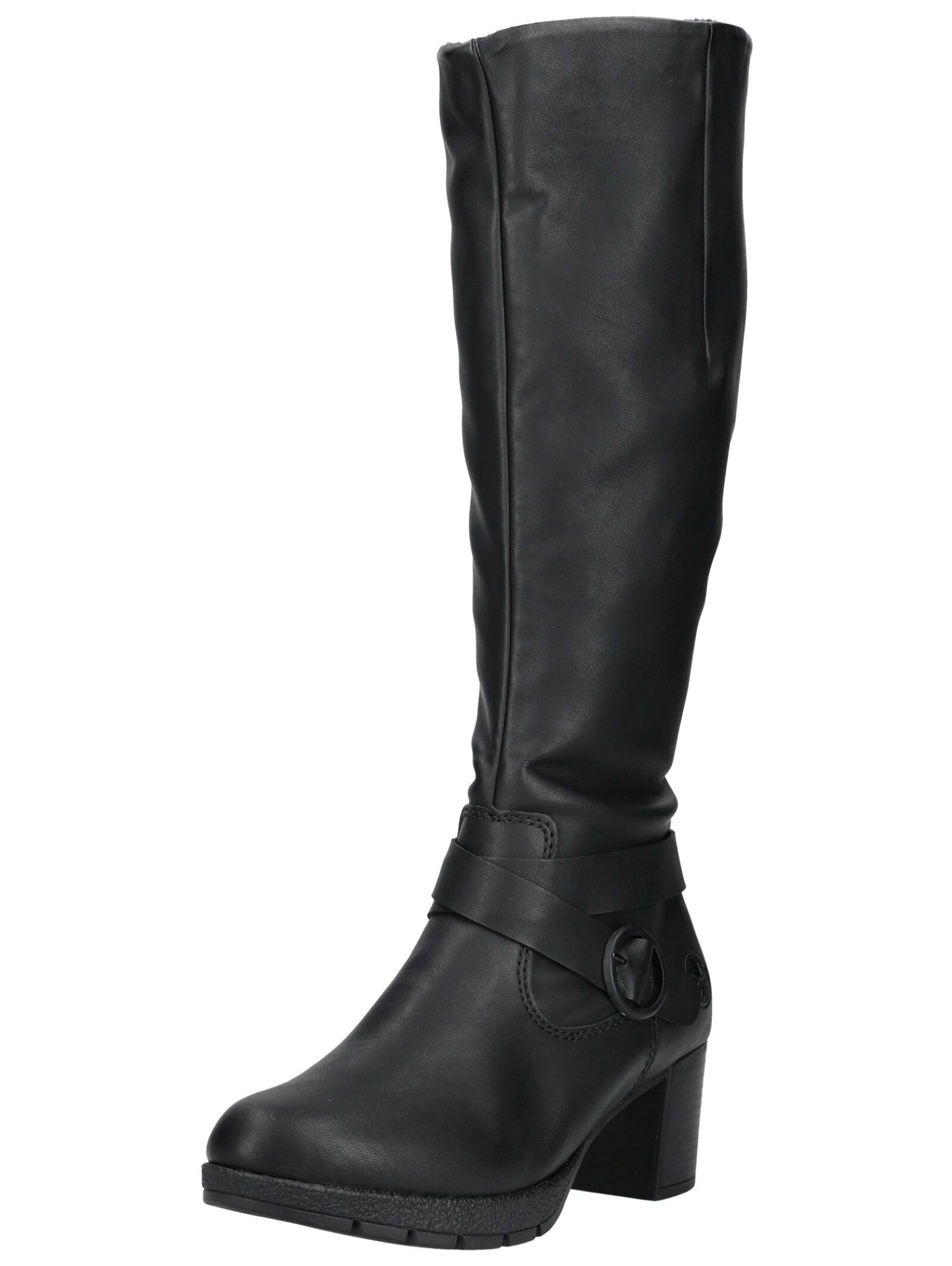 Overkneestiefel RIEKER "Rieker Stiefel Lederimitat", Damen, Gr. 37, schwarz, Lederimitat, Schuhe