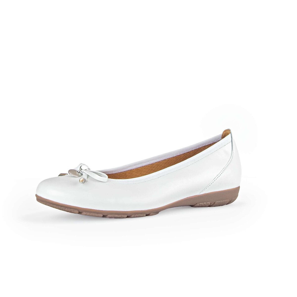 Ballerina GABOR "Sportliche Ballerina Glattleder", Damen, Gr. 38, weiß, Schuhe Ballerina