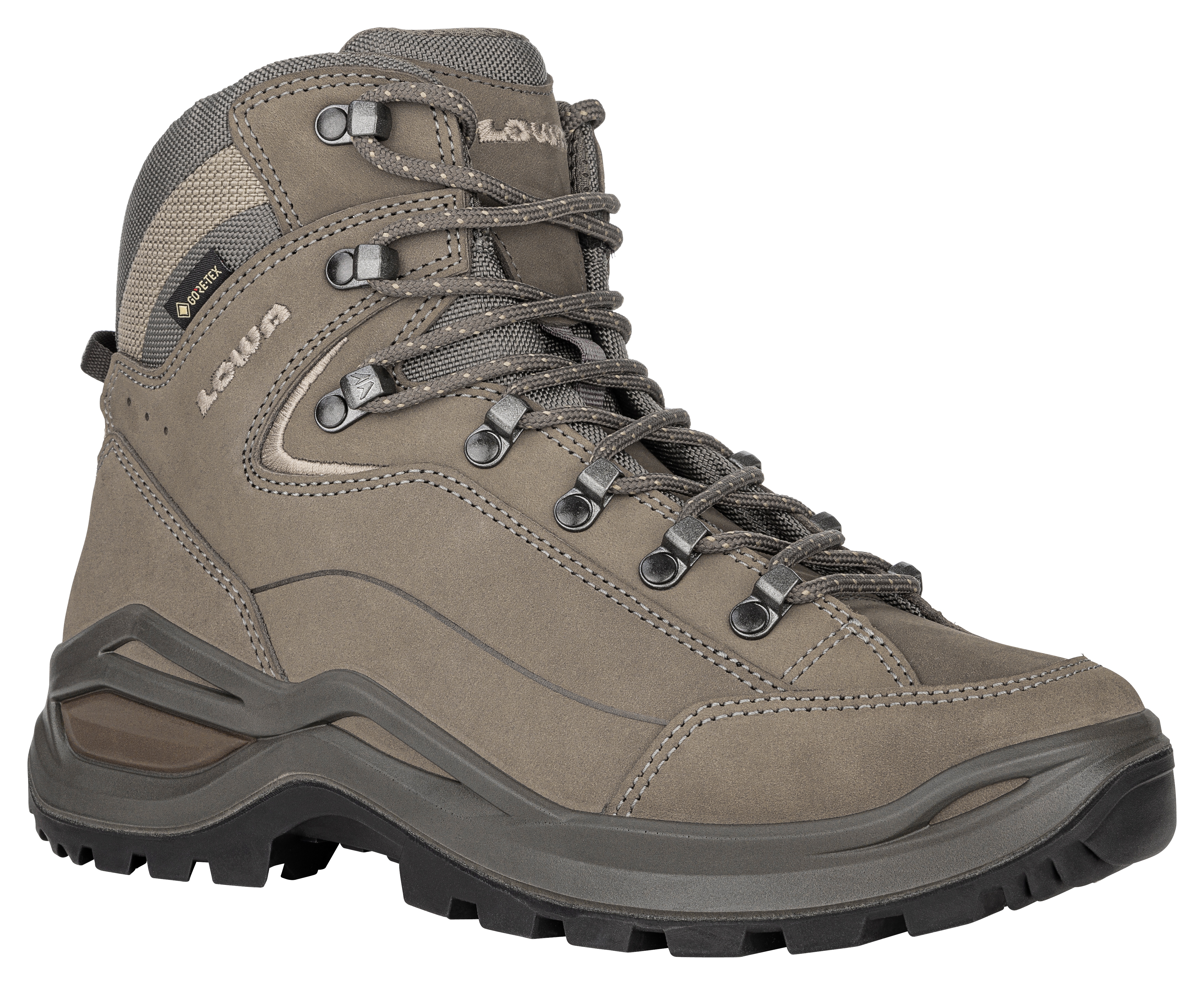 Wanderschuh LOWA "RENEGADE EVO GTX MID WS", Damen, Gr. 38, stein, Leder, Schuhe Wanderschuh, wasserdicht, winddicht,atmungsaktiv dank GORE-TEX Membrane