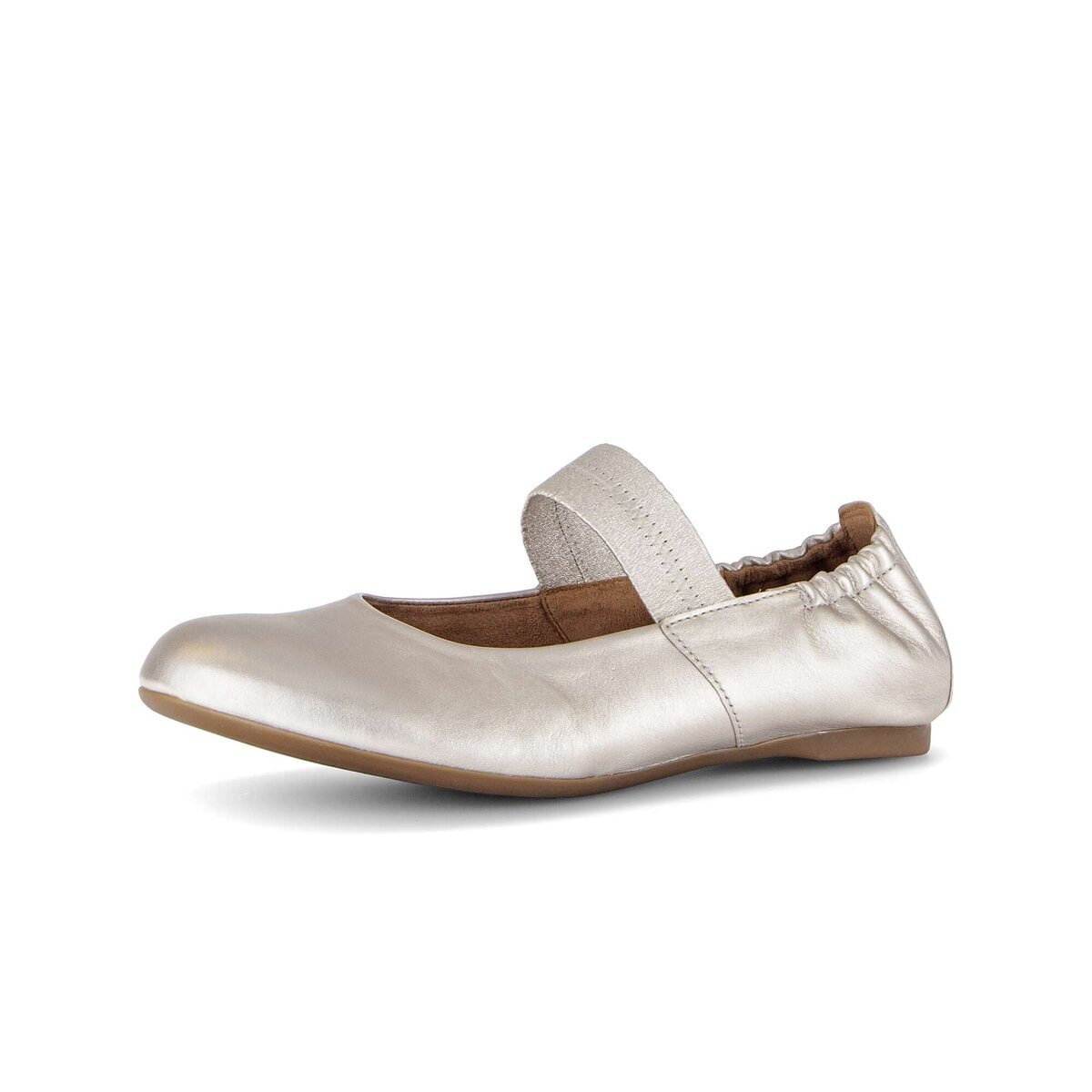 Ballerina GABOR "Eleganter Ballerina Effektleder", Damen, Gr. 38, gold, Schuhe Ballerina