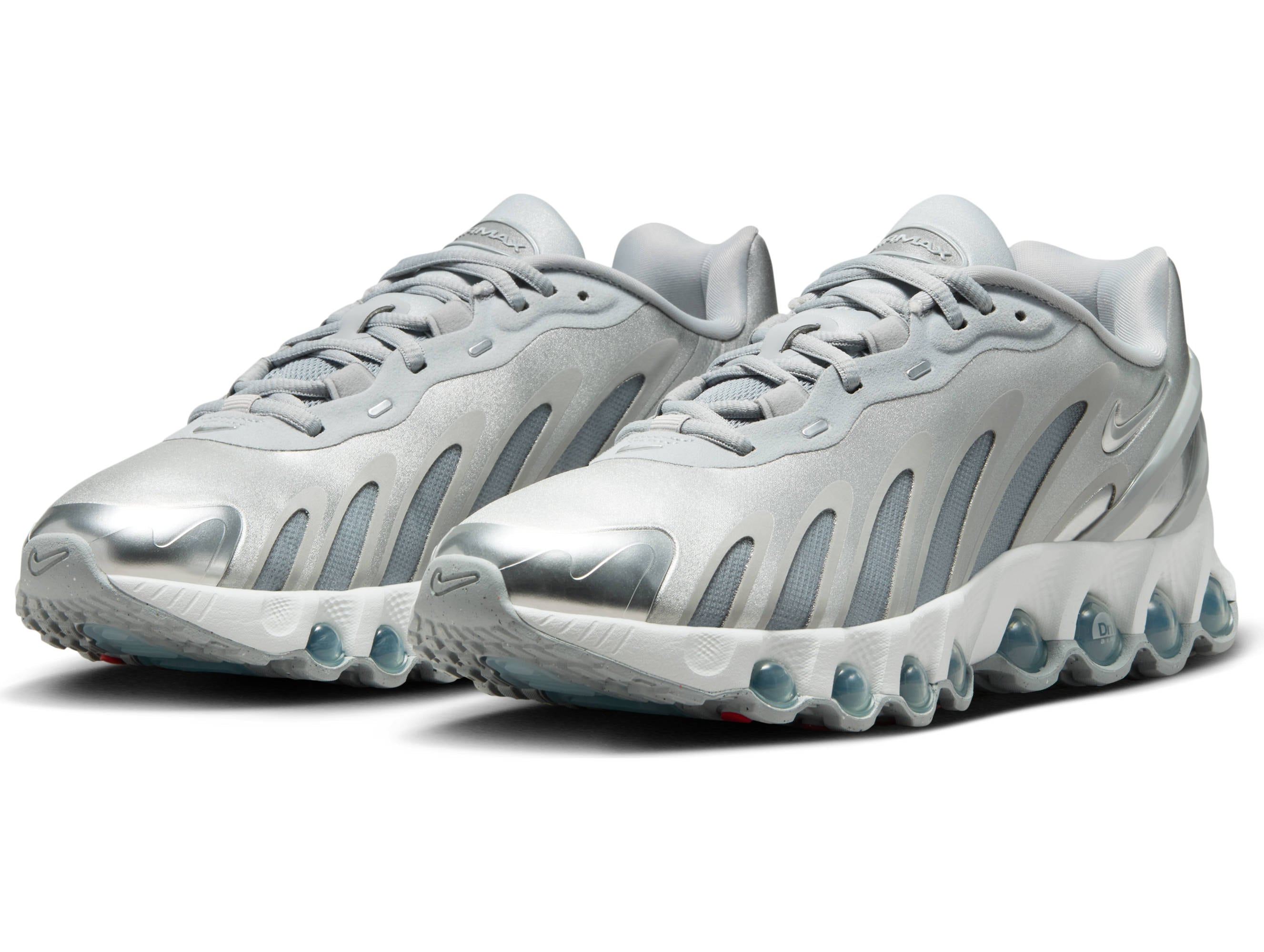 Sneaker NIKE SPORTSWEAR "AIR MAX DN8", Damen, Gr. 40,5, wolf grau, metallic silber, sanftes weiß, Synthetik, Textil, Schuhe Sneaker