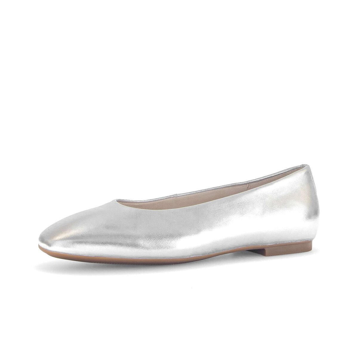 Ballerina GABOR "Eleganter Ballerina Effektleder", Damen, Gr. 35,5, silber, Schuhe Ballerina