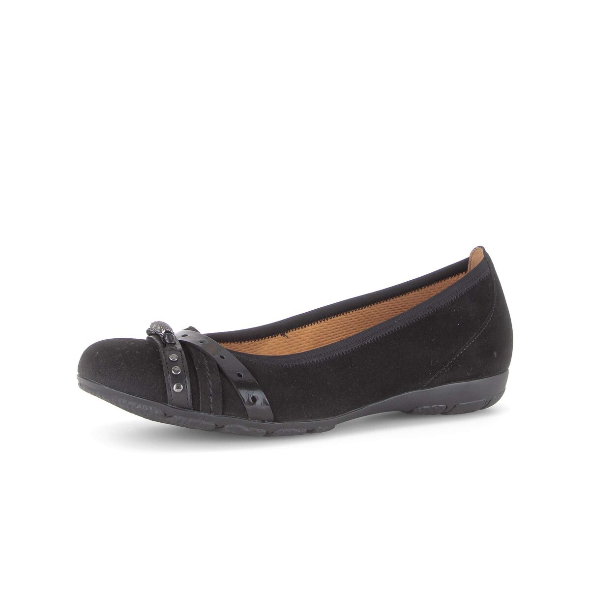 Ballerina GABOR "Eleganter Ballerina Rauleder", Damen, Gr. 38,5, schwarz, Schuhe Ballerina