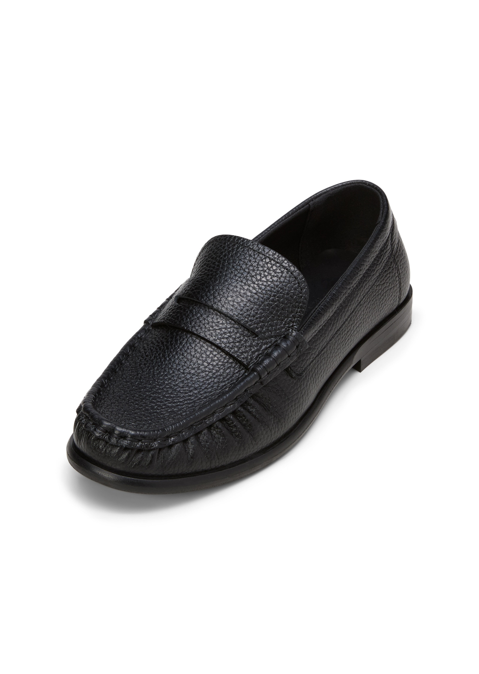 Loafer MARC O'POLO "aus strukturiertem Rindleder", Damen, Gr. 36, schwarz, Obermaterial: 100% Leder (Rind), Schuhe Loafer