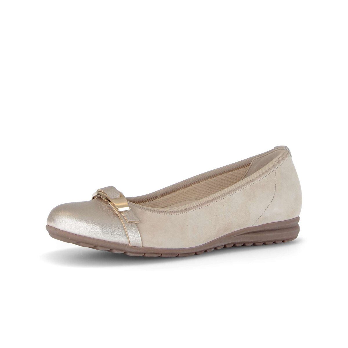 Ballerina GABOR "Eleganter Ballerina Rauleder", Damen, Gr. 37,5, beige, Schuhe Ballerina