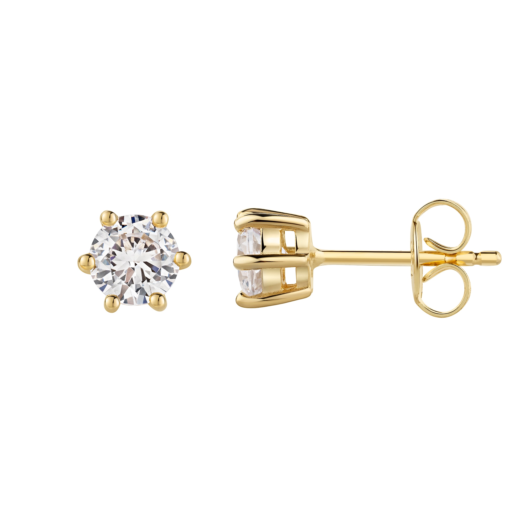 Paar Ohrstecker FIRETTI "Schmuck Geschenk Silber 925 Ohrschmuck Ohrringe Solitär" Gr. 6, gelbgoldfarben, kristallweiß, kristallweiß, Ohrringe, Damen, 6, Silber 925 (Sterlingsilber), mit Zirkonia (synth.)