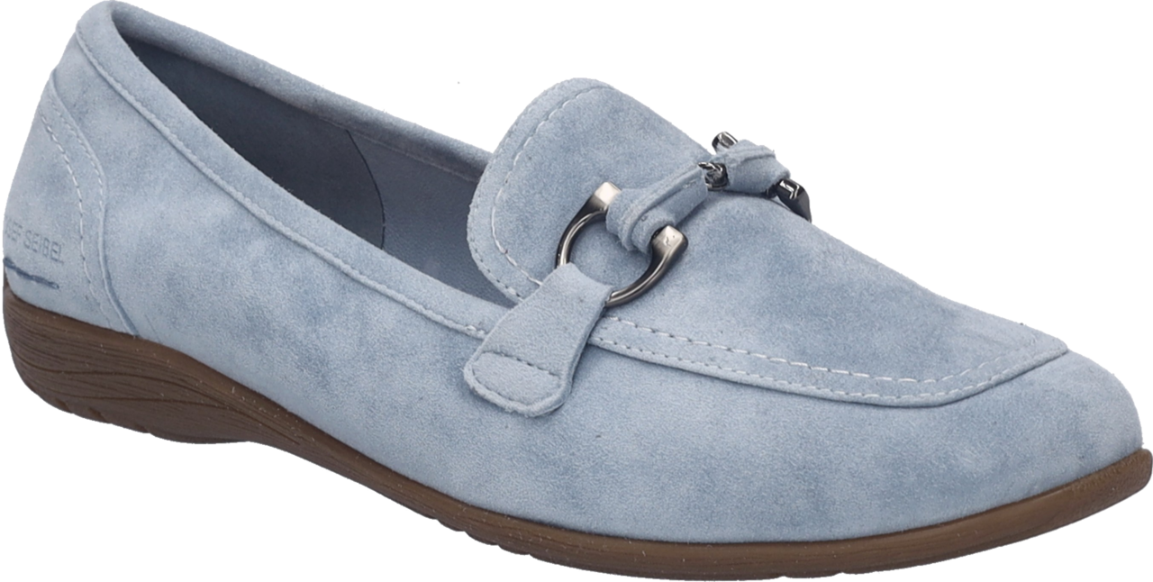 Slipper JOSEF SEIBEL "Fenja 34", Damen, Gr. 39, skyblau, Veloursleder, Schuhe Slipper, Schlupfschuh, Businessschuh, Komfortschuh in Weite G (=weit)