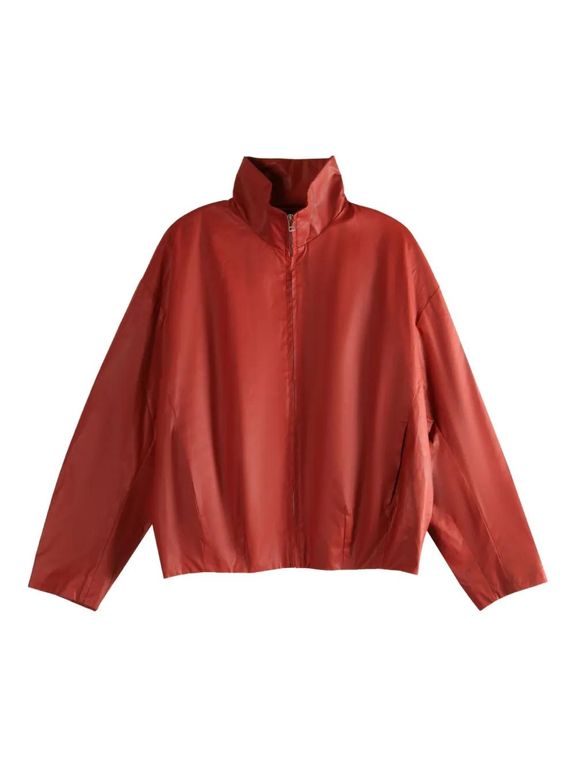 High-Neck Zip-Up Jacket - Red - Omar Afridi Jackets