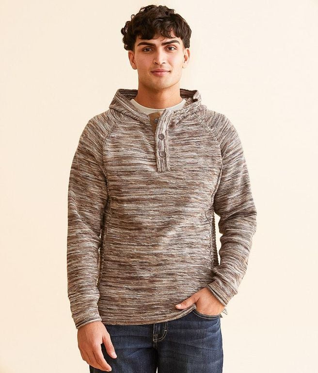 Hooded Henley Sweater - Brown - Outpost Makers Sweats