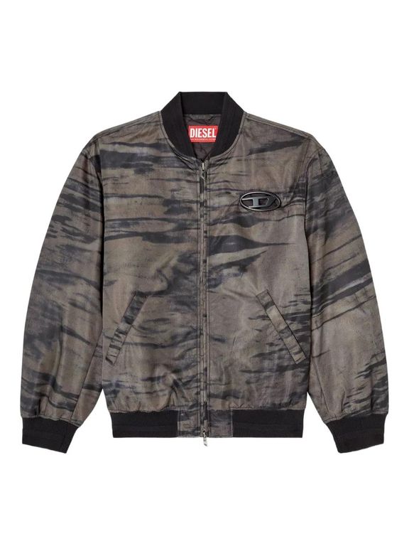 Abstract-Print Bomber Jacket - Gray - DIESEL Jackets