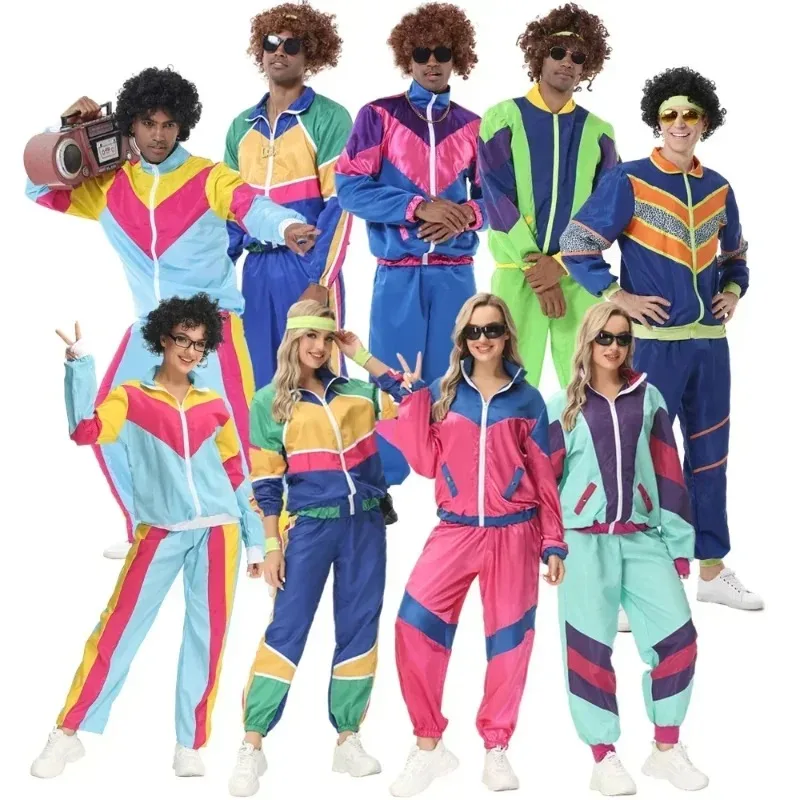 Frauen männliche Hippie-Kostüme für Erwachsene Vintage 70er 80er Rock Disco Cosplay Outfits Karneval Halloween Party Fantasia Dress Up
