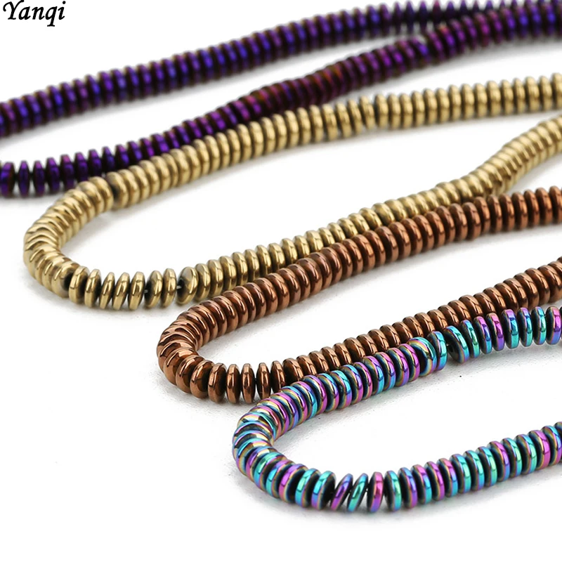 4 6 8MM Perline di ematite Perline di pietra naturale minerale per la creazione di gioielli Piatto Perline distanziatrici sciolte Accessori Perline di semi