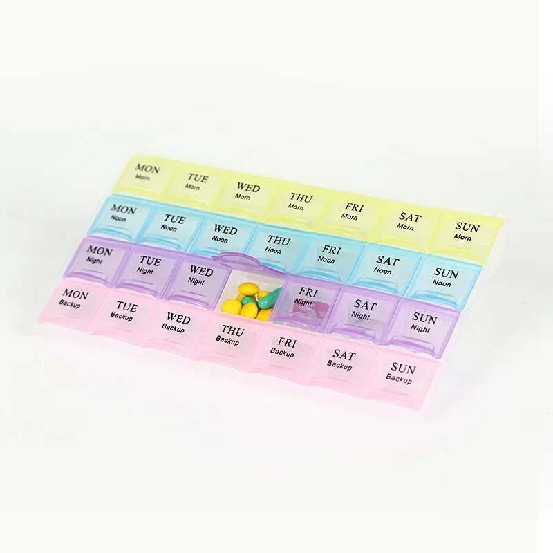 Neue Tragbare Premium-Pillendose 7-Tage-Organizer mit 7/14/21/28 Fächern und Großen Abteilen für Vitamine, Medikamente, Fischöle