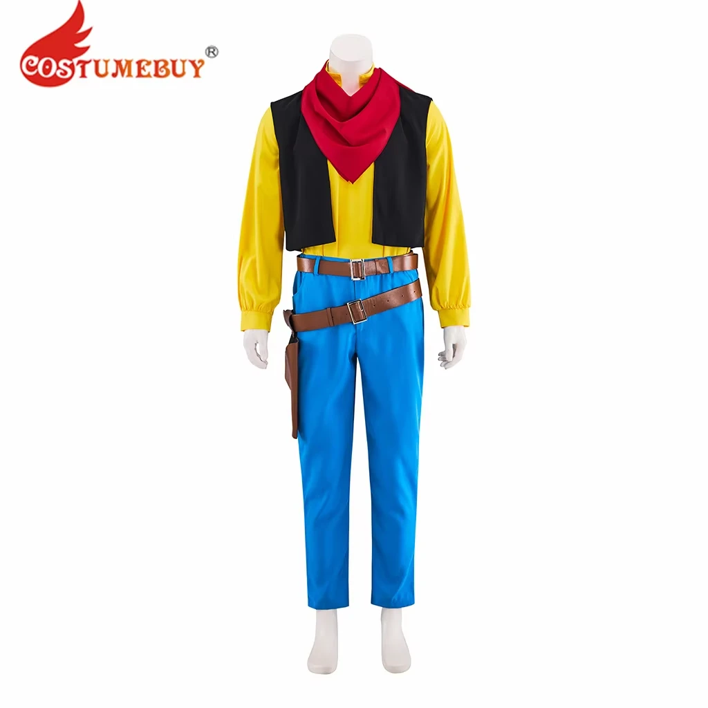 Lucky Luke Cosplay Kostüm Erwachsene Männer Cowboy Luke Kostüm Rollenspiel Verkleidung Anzug Halloween Karneval Outfits Image