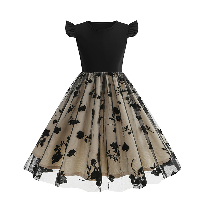 1950s Hepburn Retro Vintage Midi A-Line Dress Swing Dress Flare Dress Sleeveless A-Line Fancy Dress Girls' Carnival Masquerade Vacation Dailywear Kid's Dress Homecoming Dresses Spring Summer