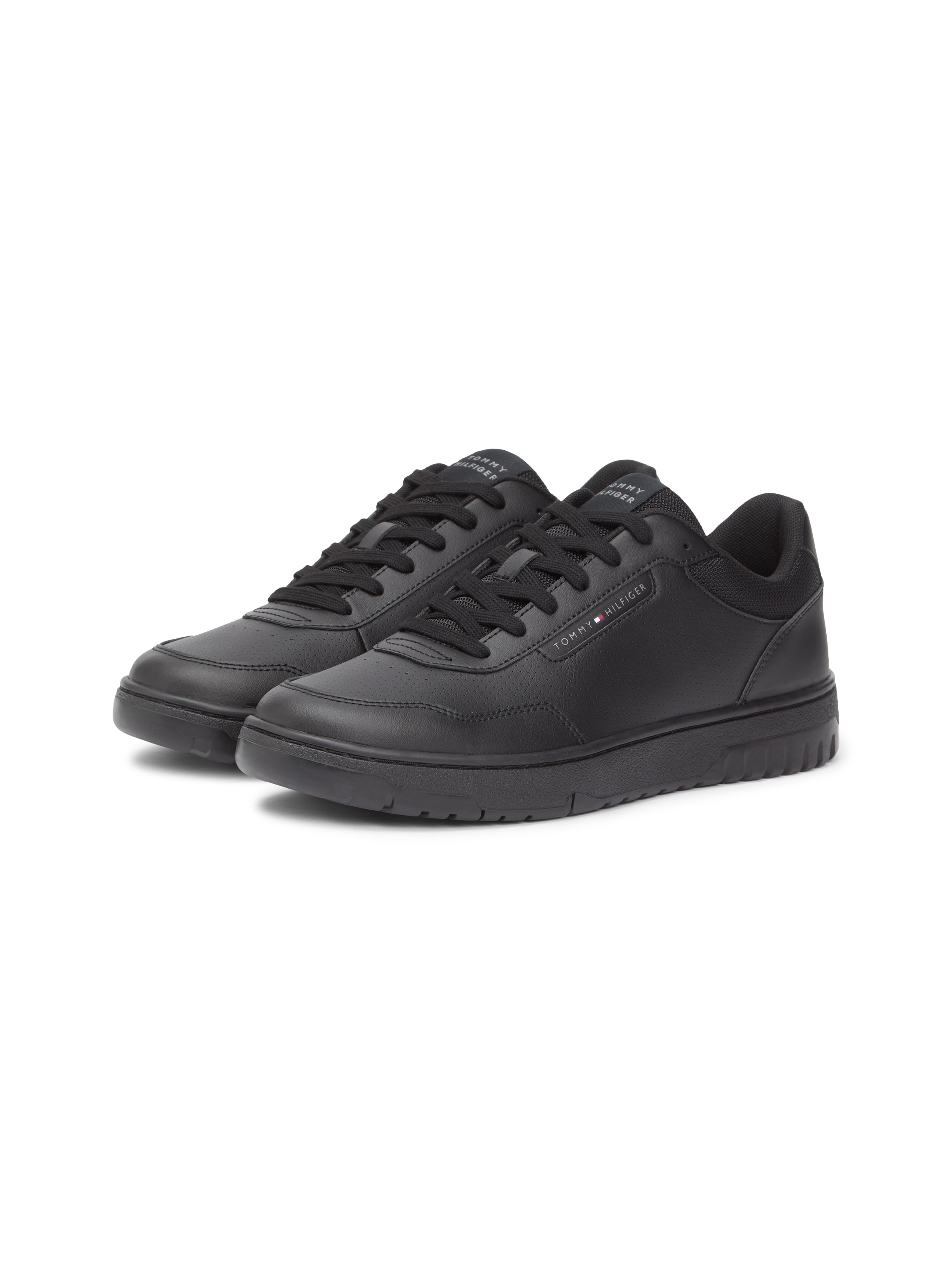 Sneaker TOMMY HILFIGER "BASKET CORE LITE LTH BLOCK", Herren, Gr. 40, schwarz, Leder, Lederimitat, Textil, Schuhe Sneaker, Freizeitschuh, Halbschuh, Schnürschuh mit seitlicher Logoverzierung