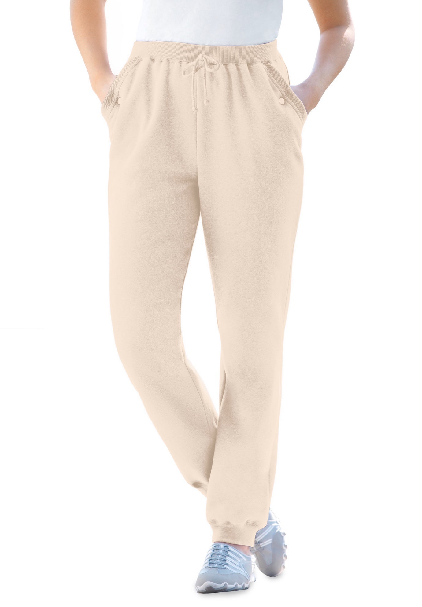 Plus Size Women's Better-Fleece Pull-On Jogger Sweatpants by Woman Within in Oatmeal (Size 1X)