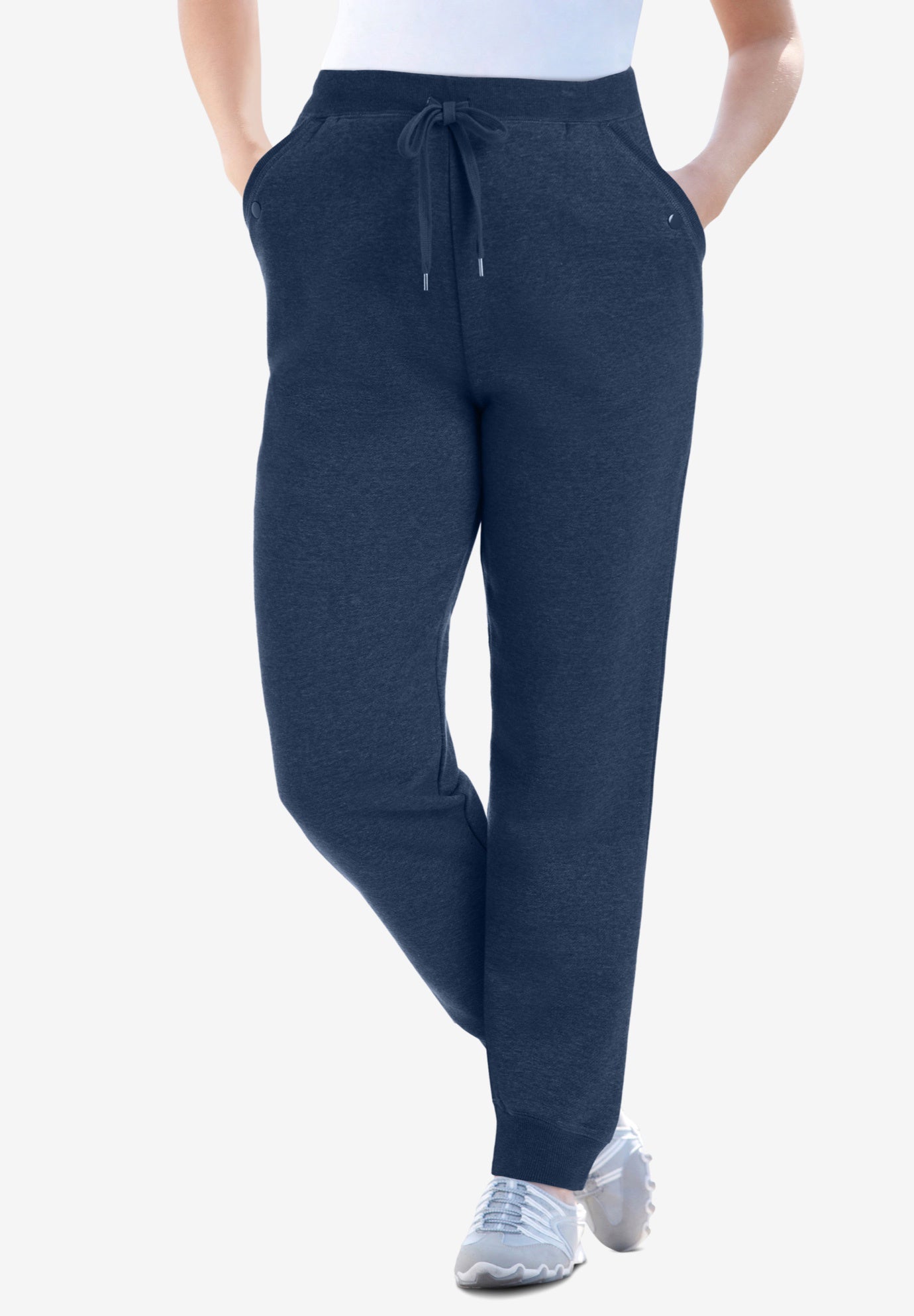 Plus Size Women's Better-Fleece Pull-On Jogger Sweatpants by Woman Within in Heather Navy (Size L)