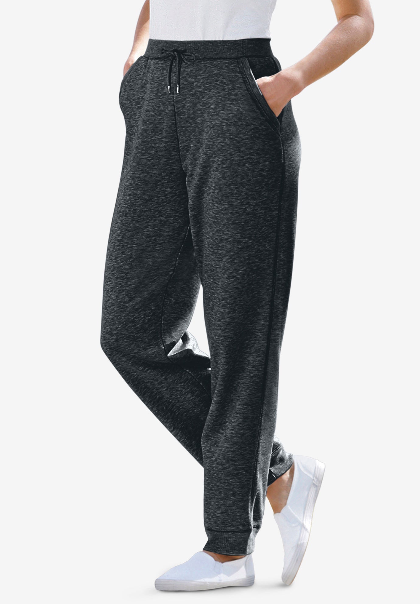 Plus Size Women's Better-Fleece Pull-On Jogger Sweatpants by Woman Within in Heather Charcoal (Size 4X)