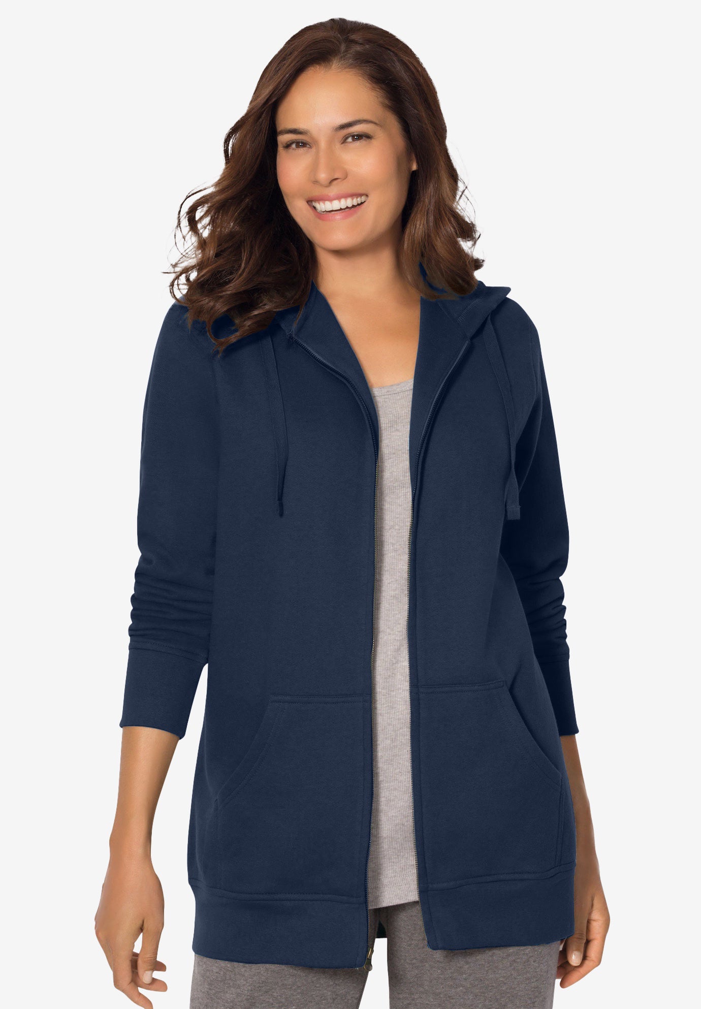 Plus Size Women's Better Fleece Zip-Front Hoodie by Woman Within in Navy (Size M)