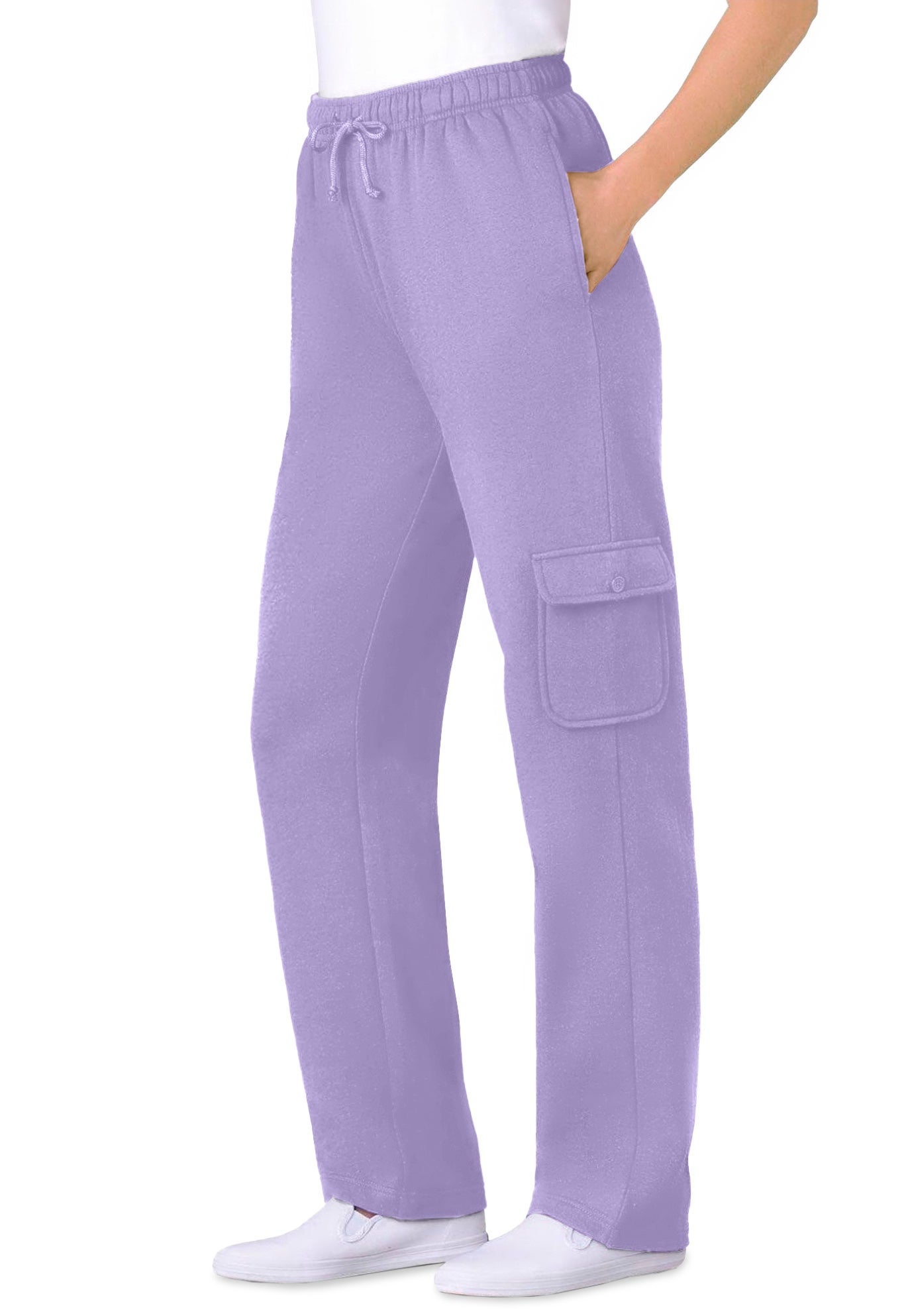 Plus Size Women's Better-Fleece Pull-On Cargo Sweatpants by Woman Within in Soft Iris (Size 2X)