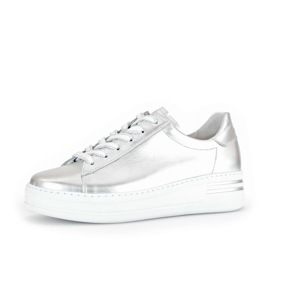 Sneaker GABOR "Sneaker low Effektleder", Damen, Gr. 35, silber, Schuhe Sneaker