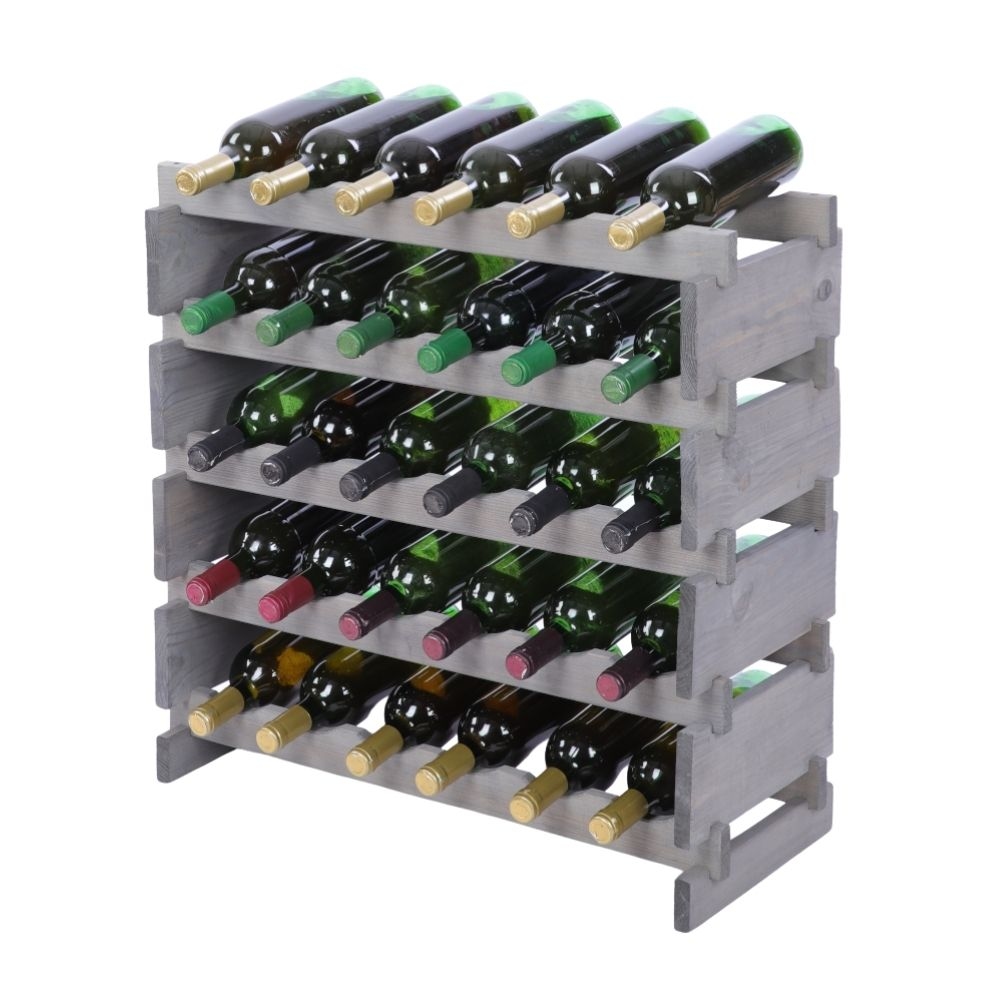 Proregal Weinregal VINOTECA FLEX PRO | HxBxT 65x65x28cm | 30 Flaschen auf 5 Ebenen | Massives Kiefernholz | Grau Image