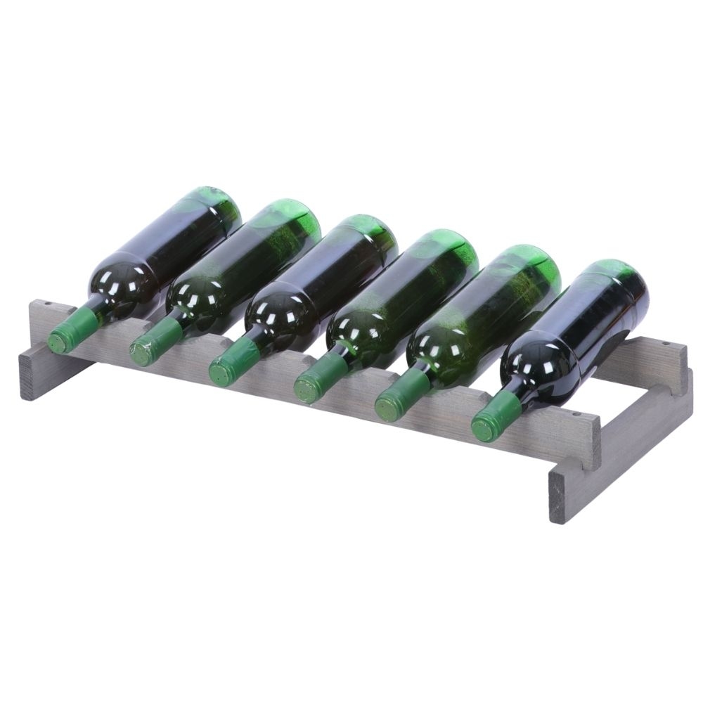 Proregal Weinregal VINOTECA FLEX PRO | HxBxT 9x65x28cm | 6 Flaschen auf 1 Ebene | Massives Kiefernholz | Grau Image