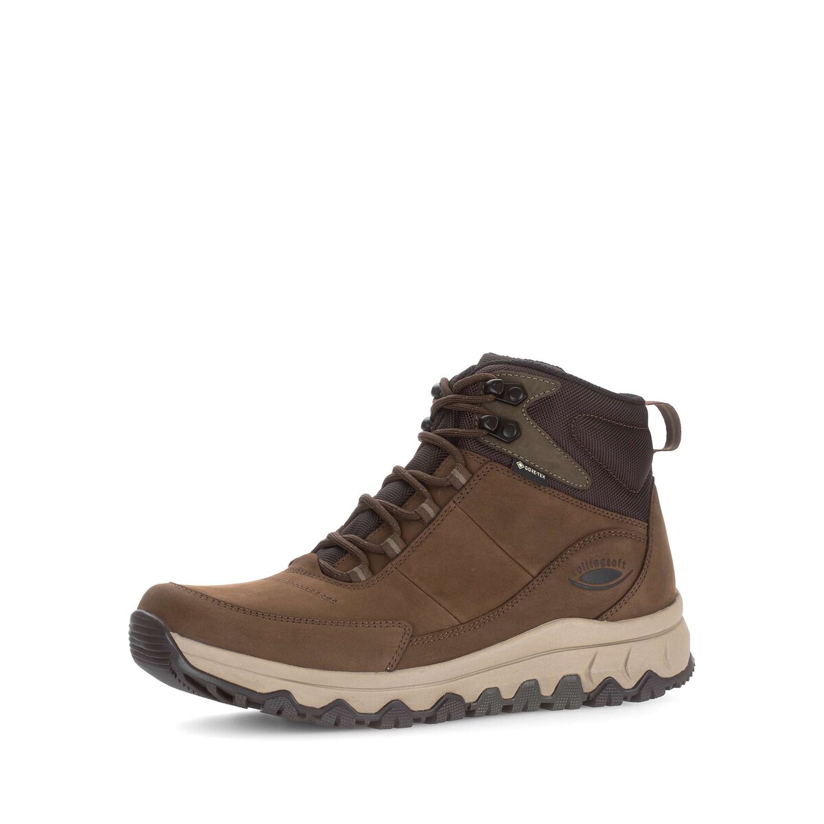 Sneaker GABOR "rollingsoft Sneaker low Materialmix Leder/Textil", Damen, Gr. 49,5, braun, Schuhe Sneaker