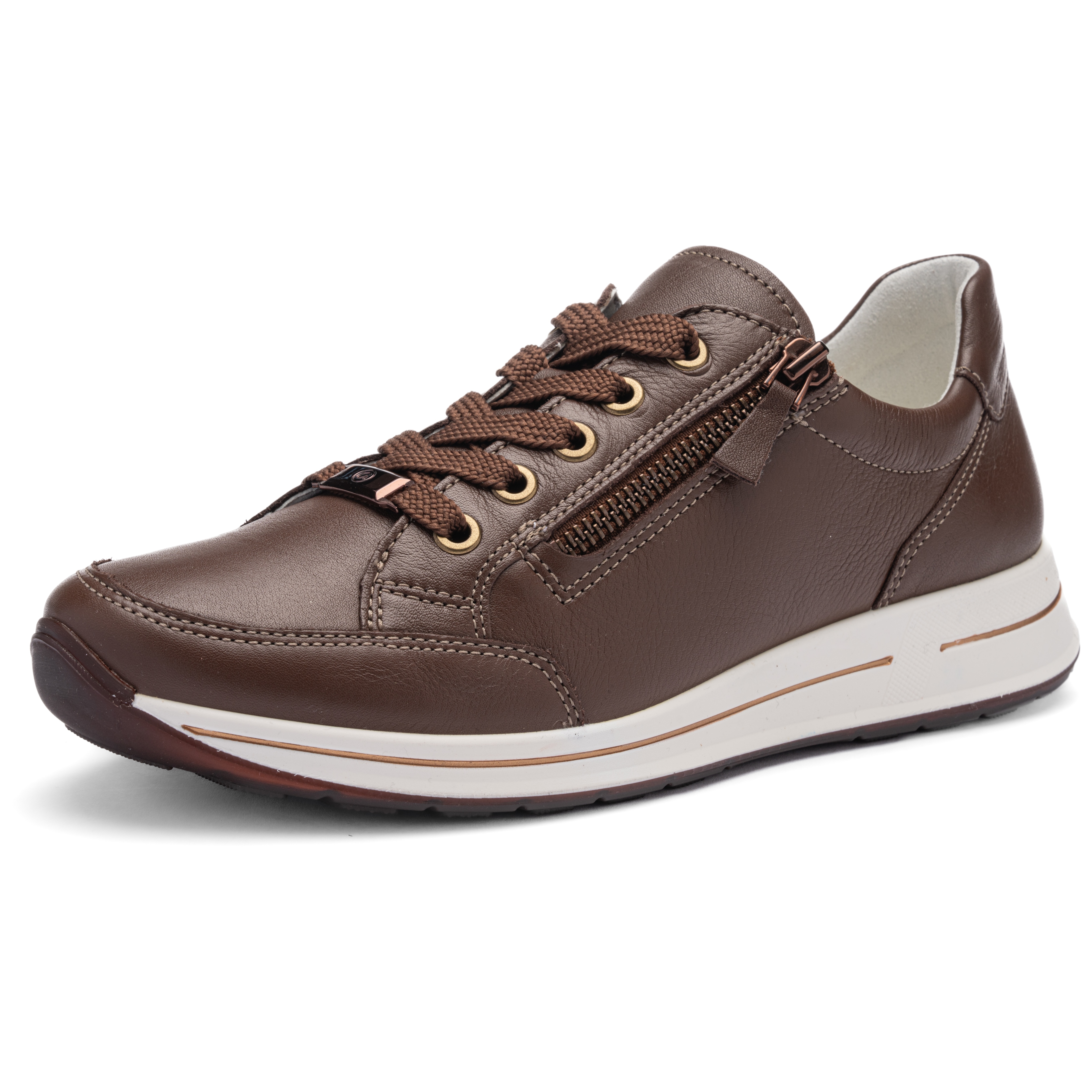 Keilsneaker ARA "OSAKA", Damen, Gr. 8 (42), mokka, Glattleder, unifarben, Schuhe, Freizeitschuh, Halbschuh, Schnürer in Komfortweite H (=sehr weit)