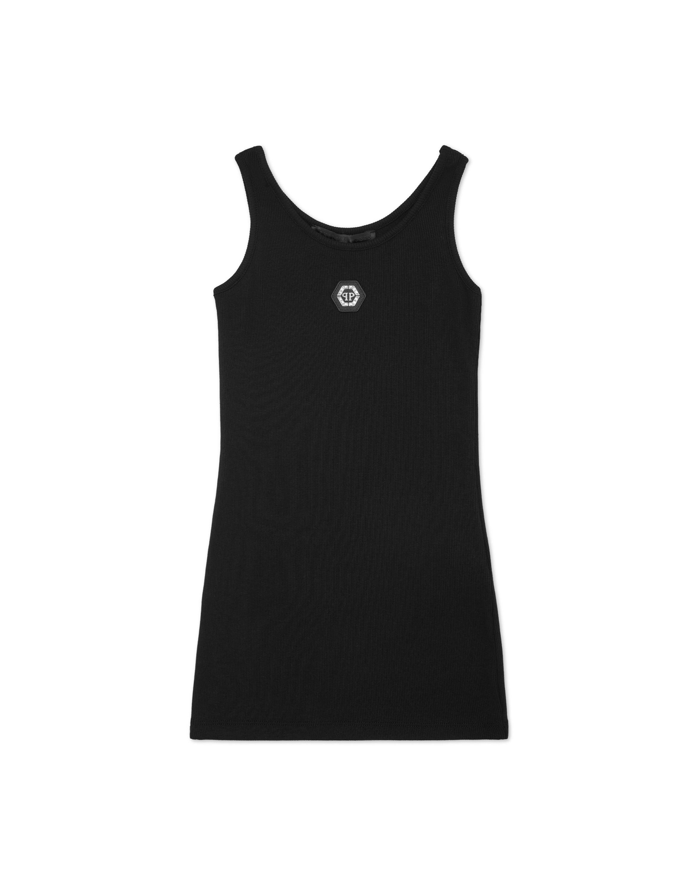 Minikleid PHILIPP PLEIN "Kurzes Kleid", Mädchen, Gr. 10, EURO-Größen, 02, schwarz, Obermaterial: 48% Baumwolle, 48% Modal, 4% Elasthan, Kleider Minikleid