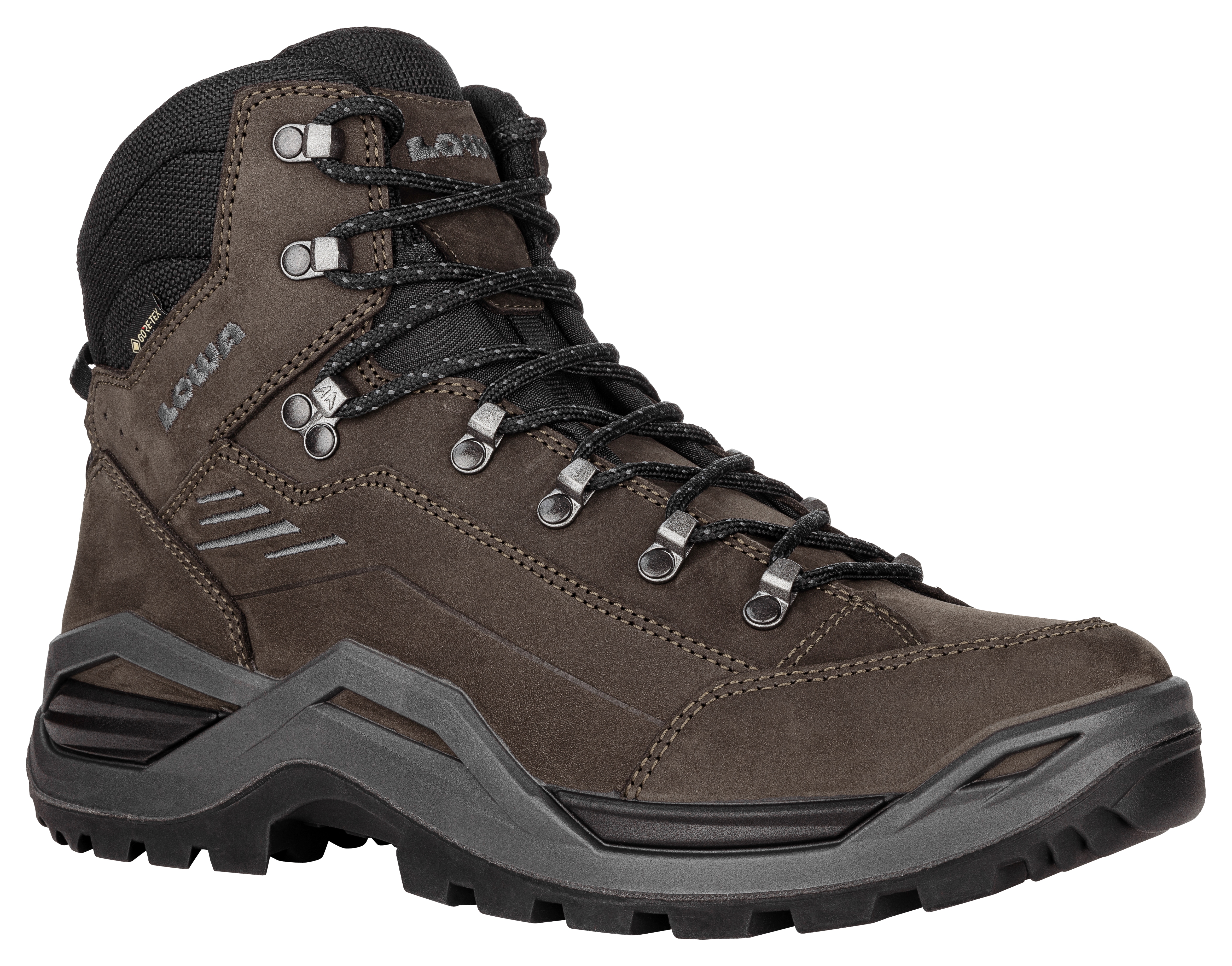 Wanderschuh LOWA "RENEGADE EVO GTX MID", Damen, Gr. 41, schwarz (dunkelbraun, schwarz), Leder, Schuhe Wanderschuh, wasserdicht, winddicht,atmungsaktiv dank GORE-TEX Membrane, Topseller