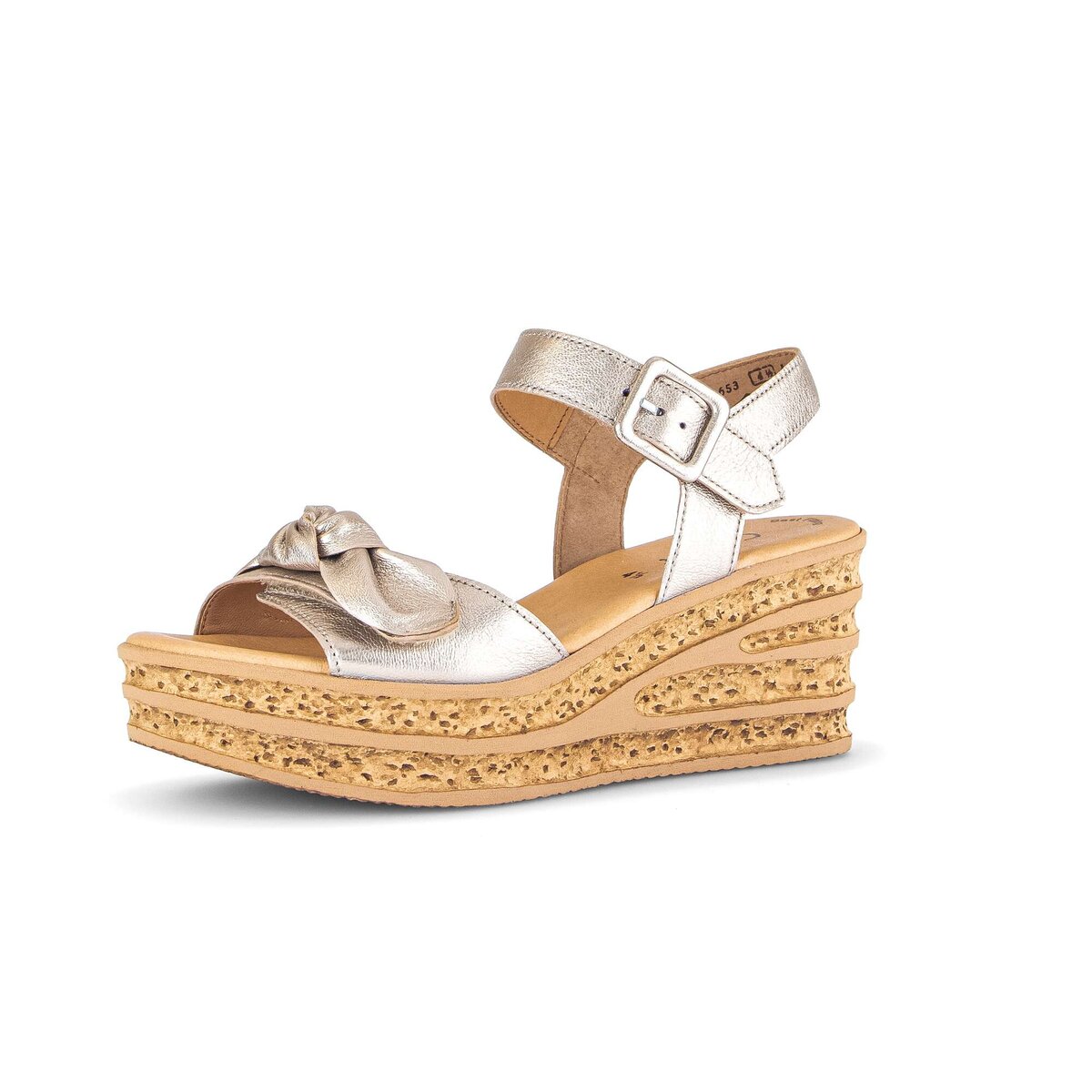 Keilsandalette GABOR "Keilsandalette Effektleder", Damen, Gr. 39, gold, Schuhe