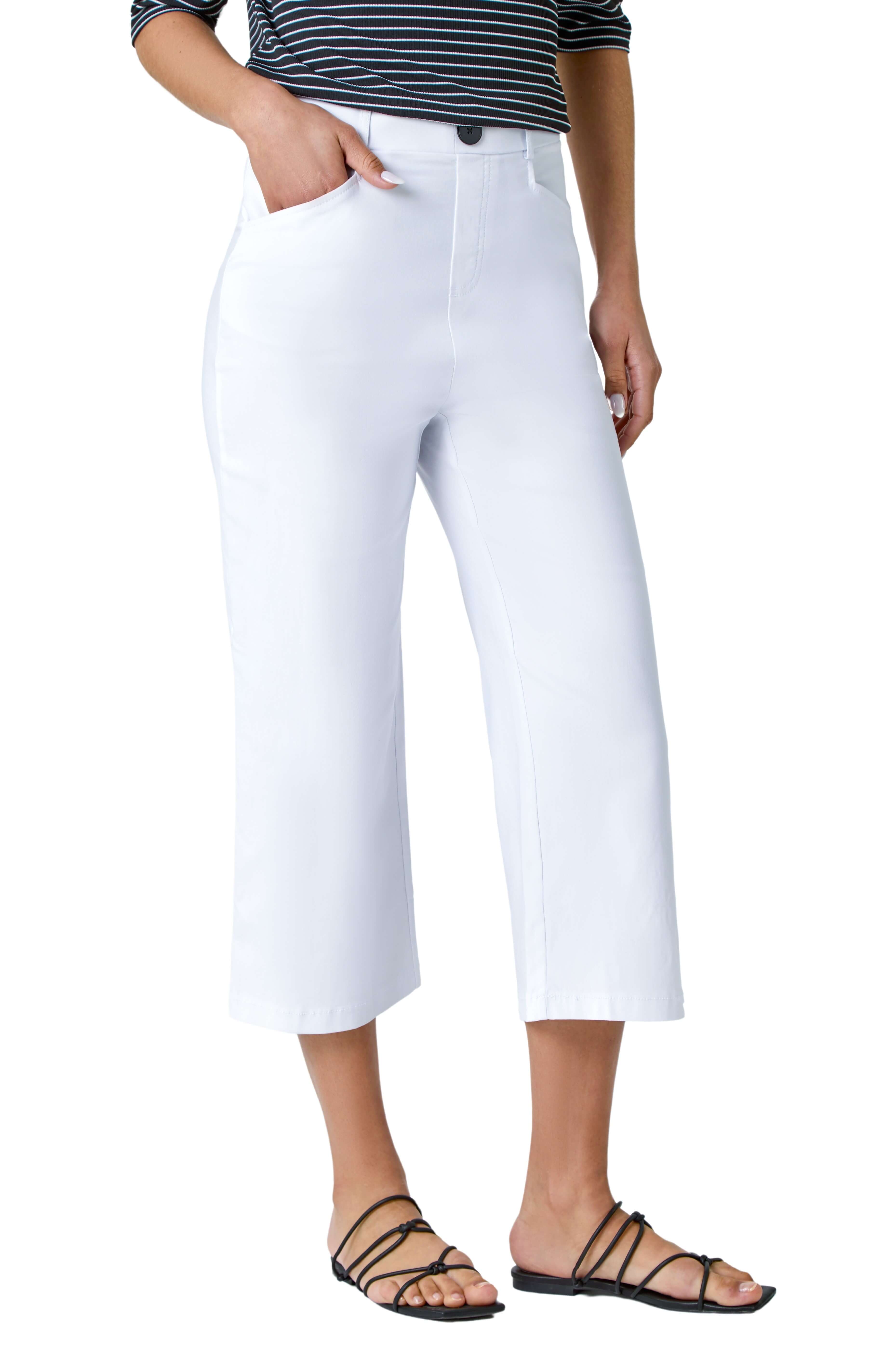 Roman Womens Cropped Stretch Culotte - White - Size 10 UK | Roman Sale | Discount Designer Brands