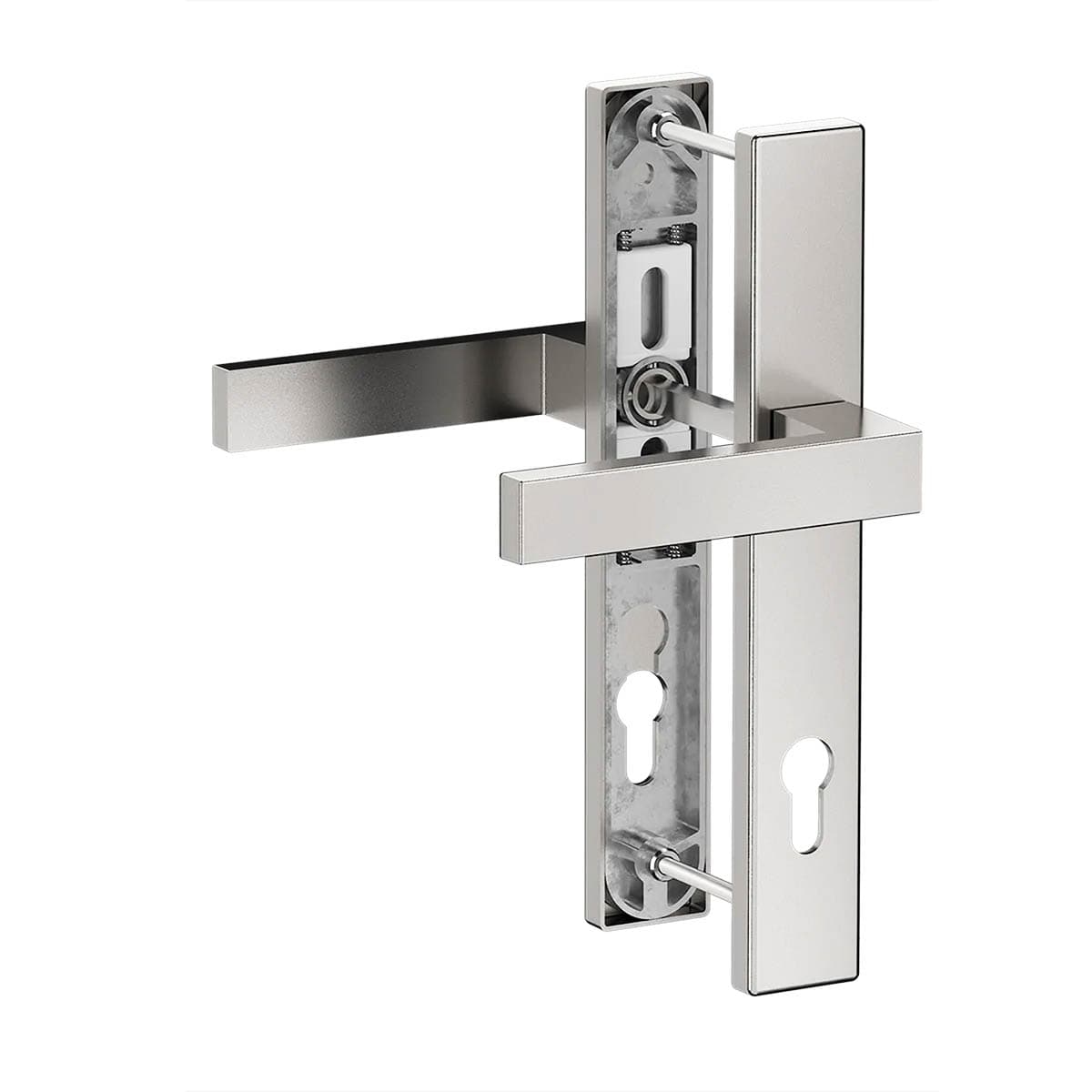 MS Beschläge Schmalrahmen-Türdrücker Edelstahl-Optik - 92mm Alu Langschild Dr/Dr 55-70mm Image